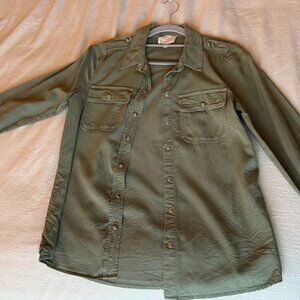 Sezane Button Down Green Top